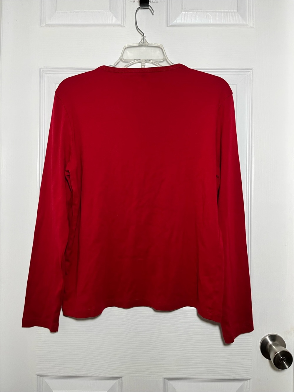 St. Johns Bay Classic Tee Long Sleeve Tee in Deep Red Size Large Petite - Picture 2 of 3